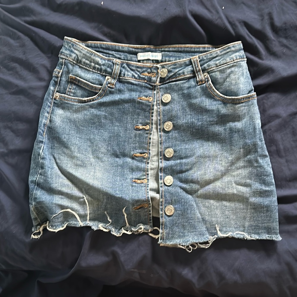 Jean skirt, button up.